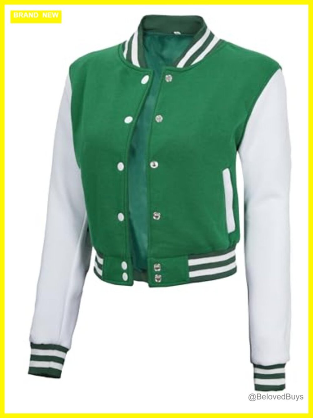 Cropped Varsity Bomber Jacket Women Fleece Lined Letterman Casual